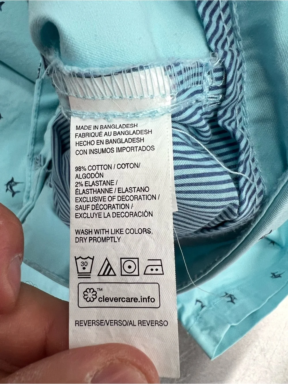 Izod Light Blue Printed Men’s Flat Front Shorts 42